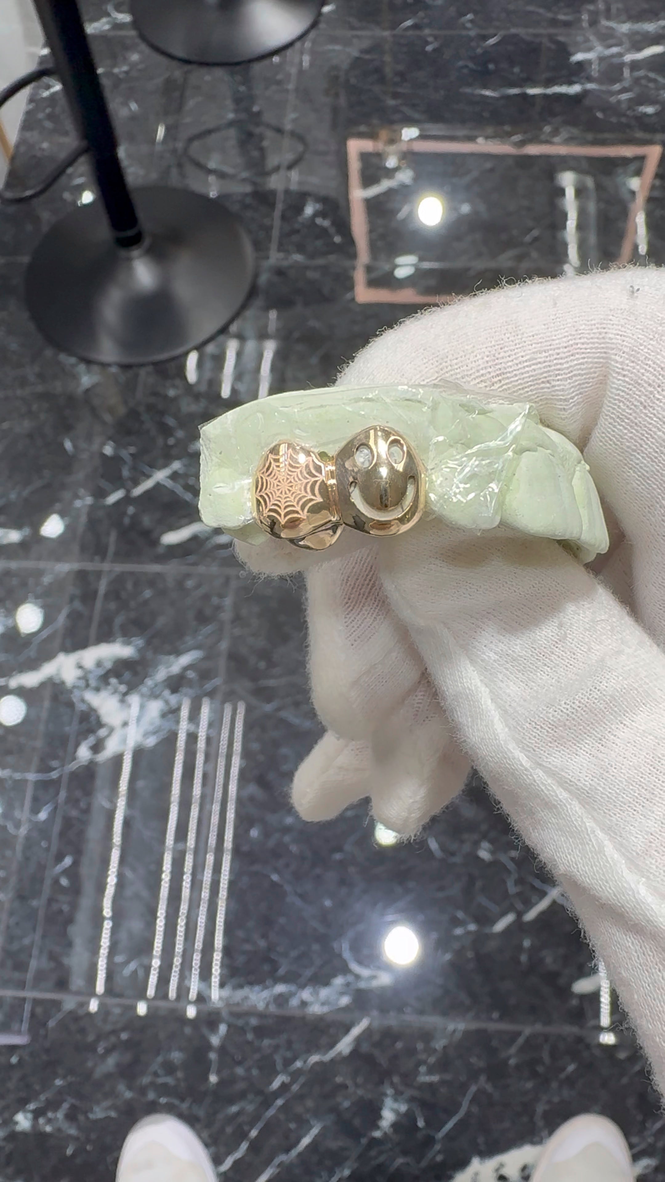 2 Piece Gold Smiling face with Custom Engraving