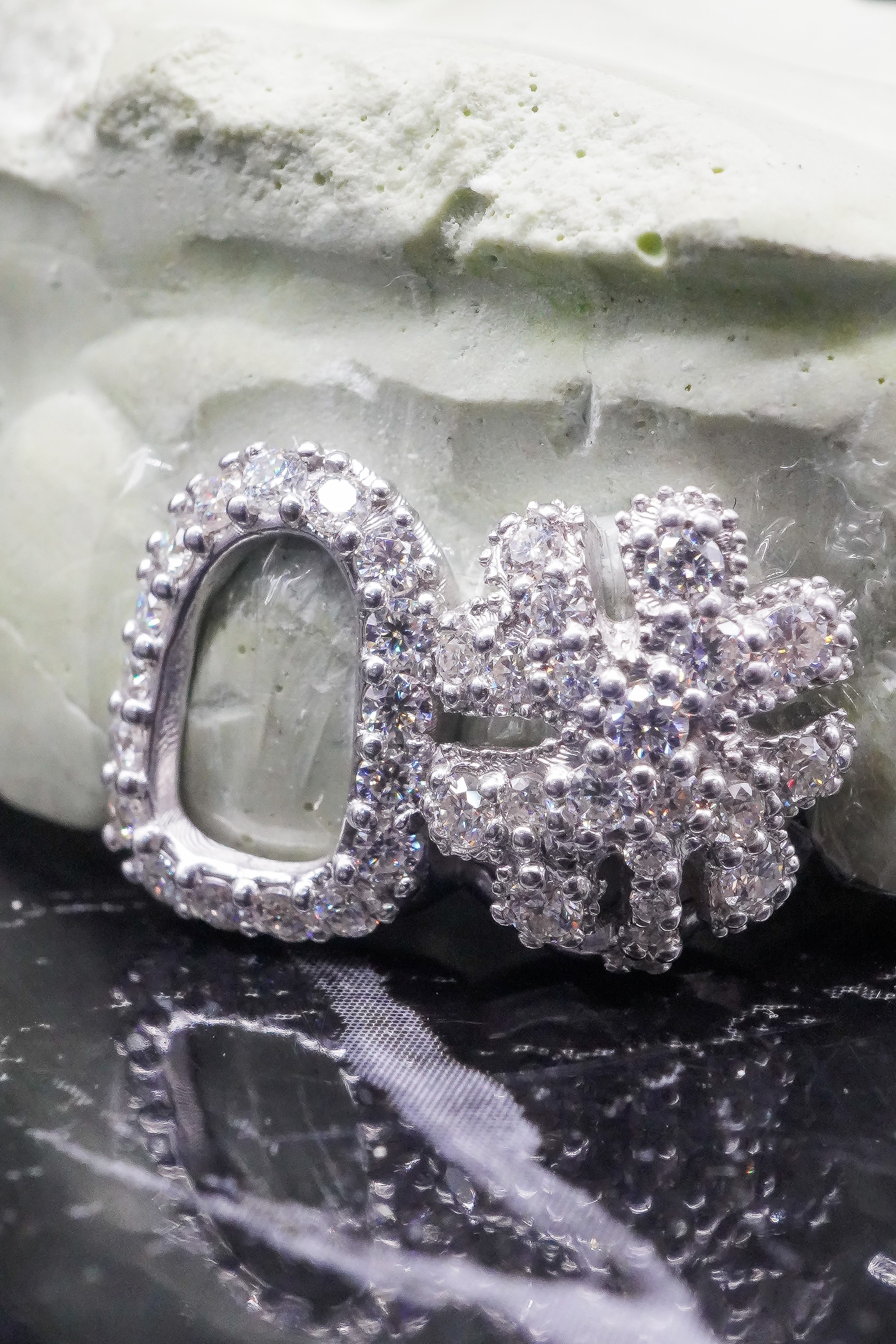 Custom Open Face with Clover Diamond Grillz