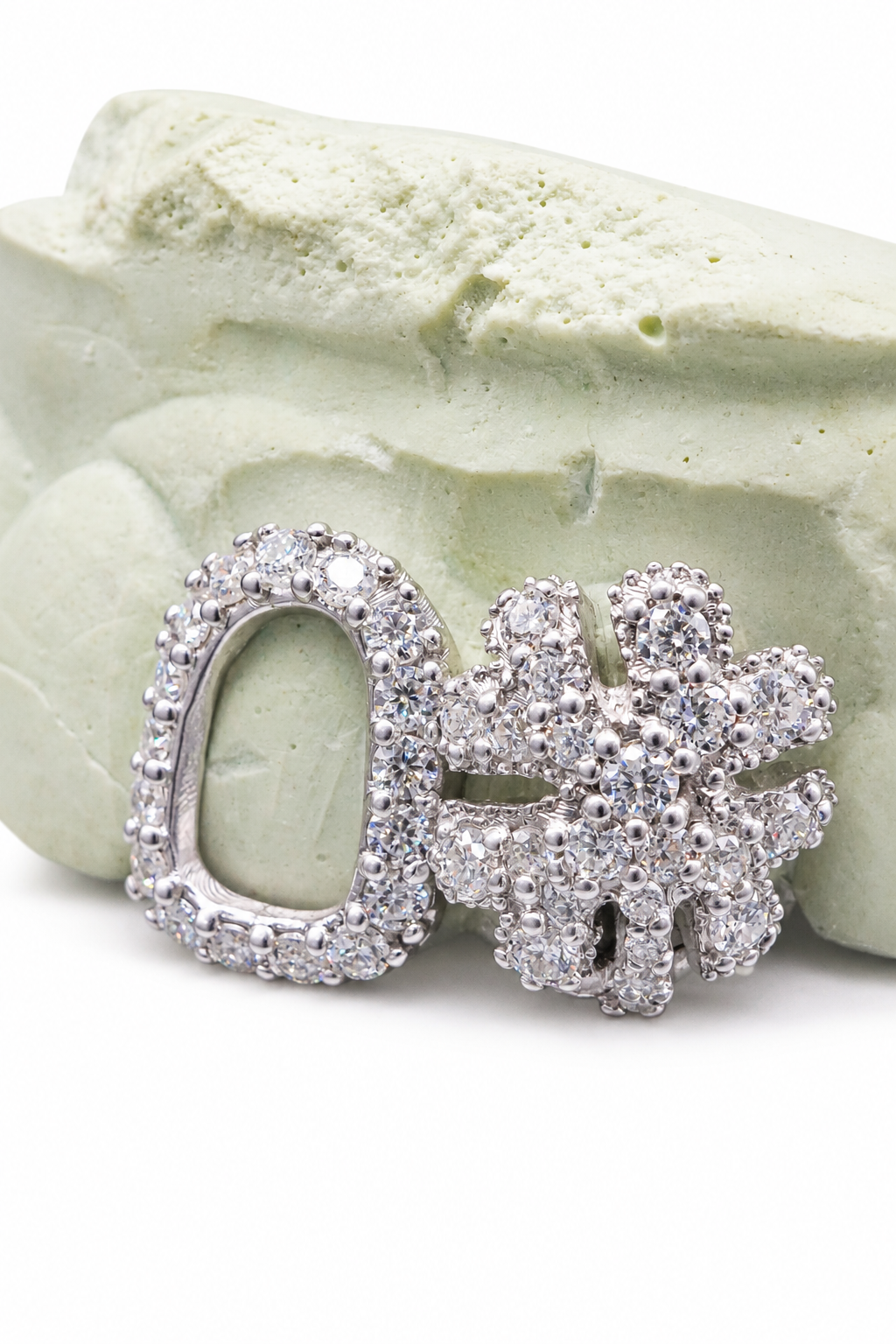 Custom Open Face with Clover Diamond Grillz