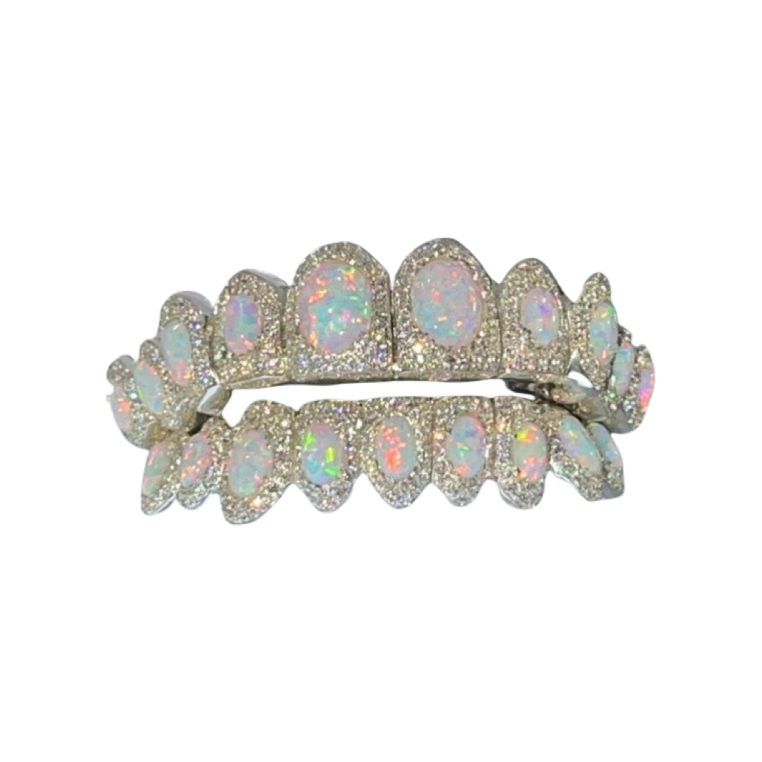 Custom Opal With Natural Diamonds Grillz · Cali J