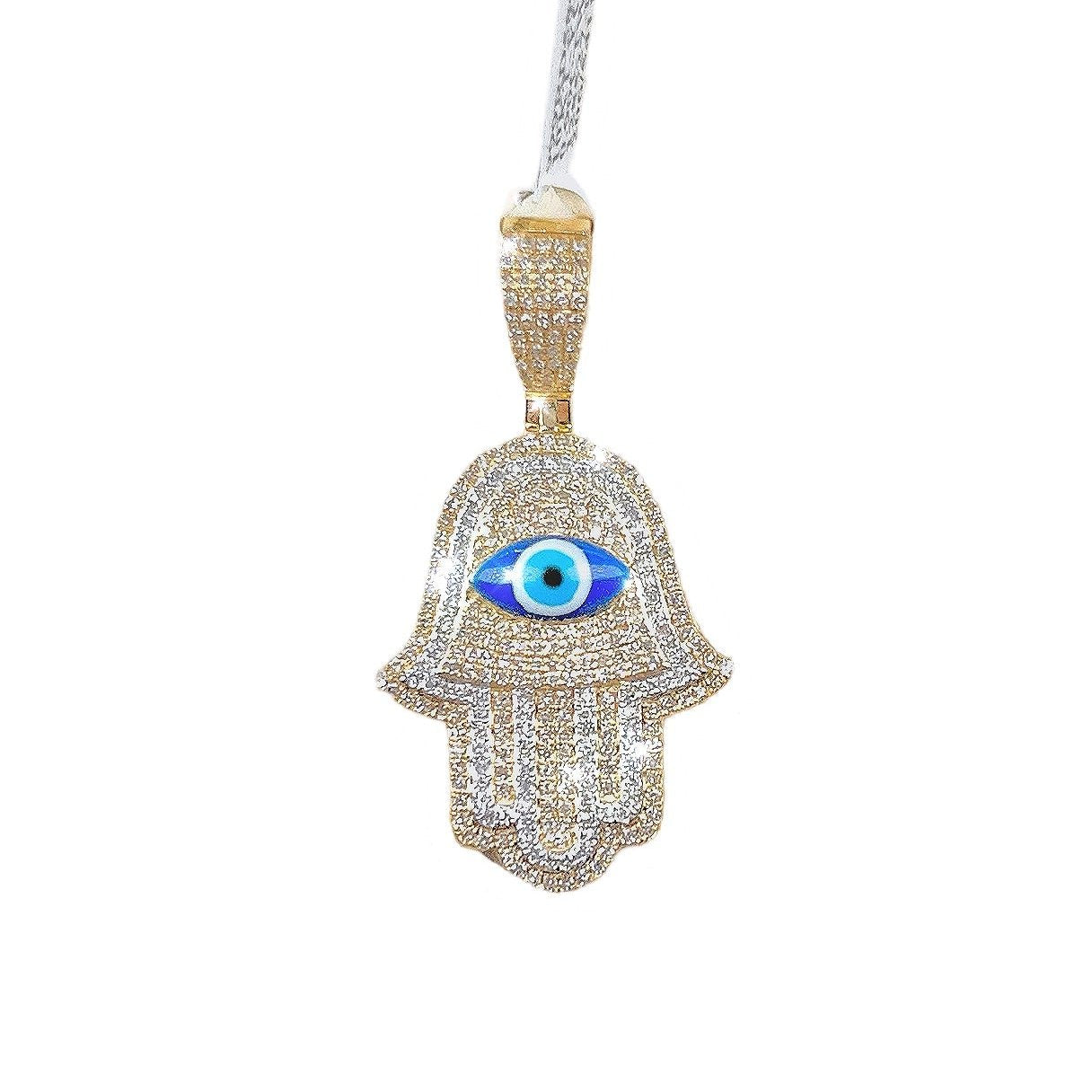 Evil Eye Diamond Hamsa Pendant