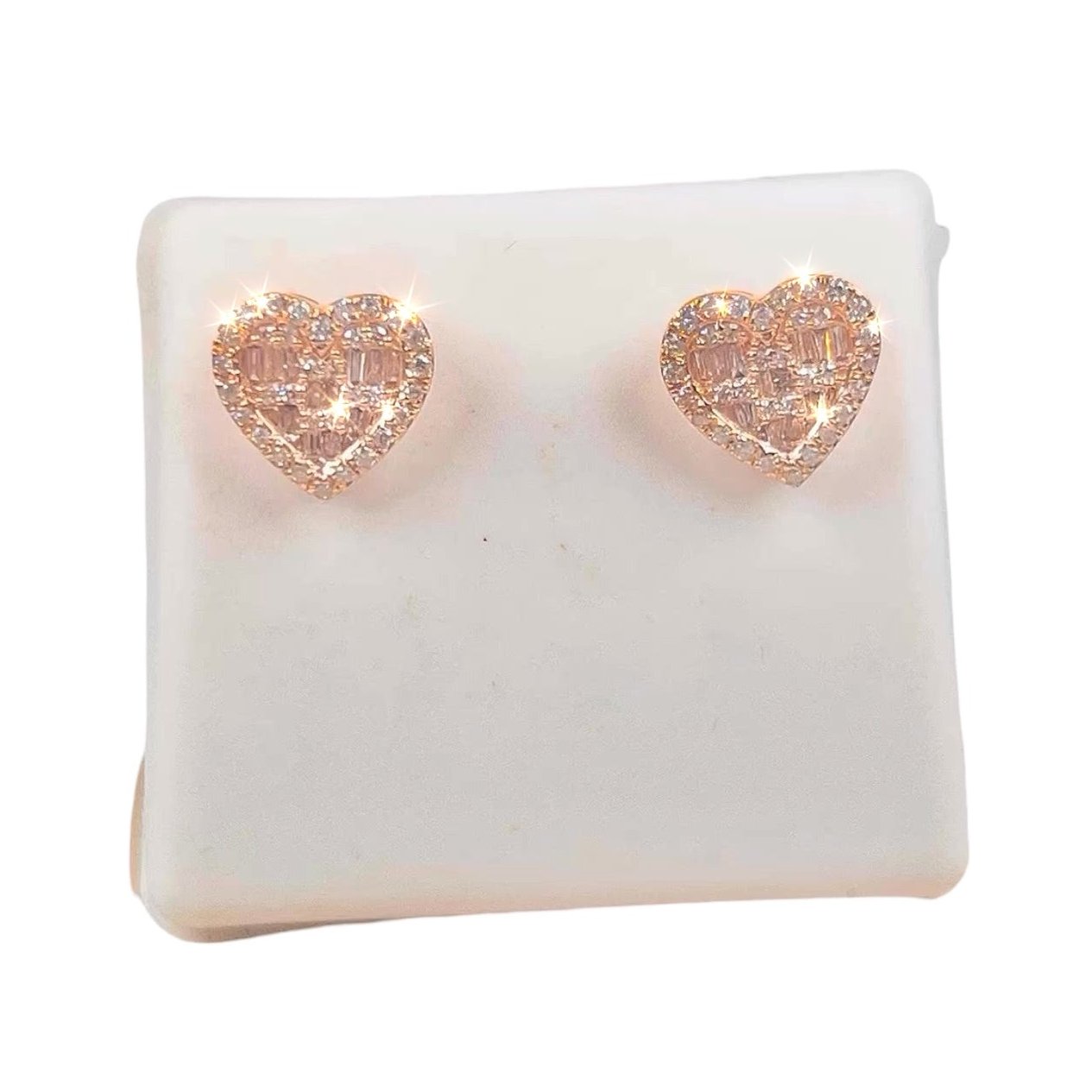 Baguette Diamond Heart Earrings