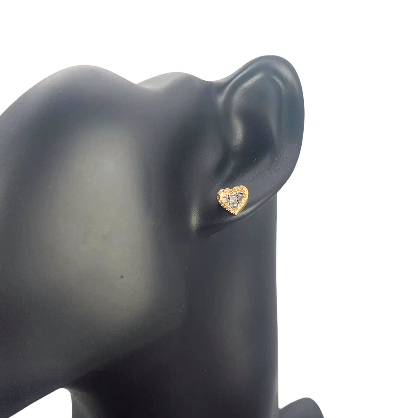 Two Tone Baguette Heart Earrings