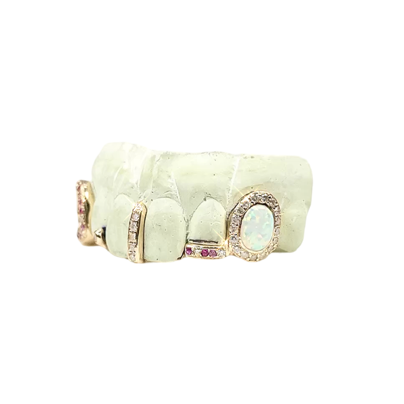 Custom Opal + trim and Spacer with Gemstones and Diamonds