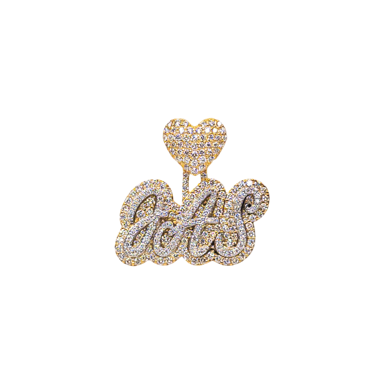 Custom Double Layered Name Pendant with Natural Diamonds