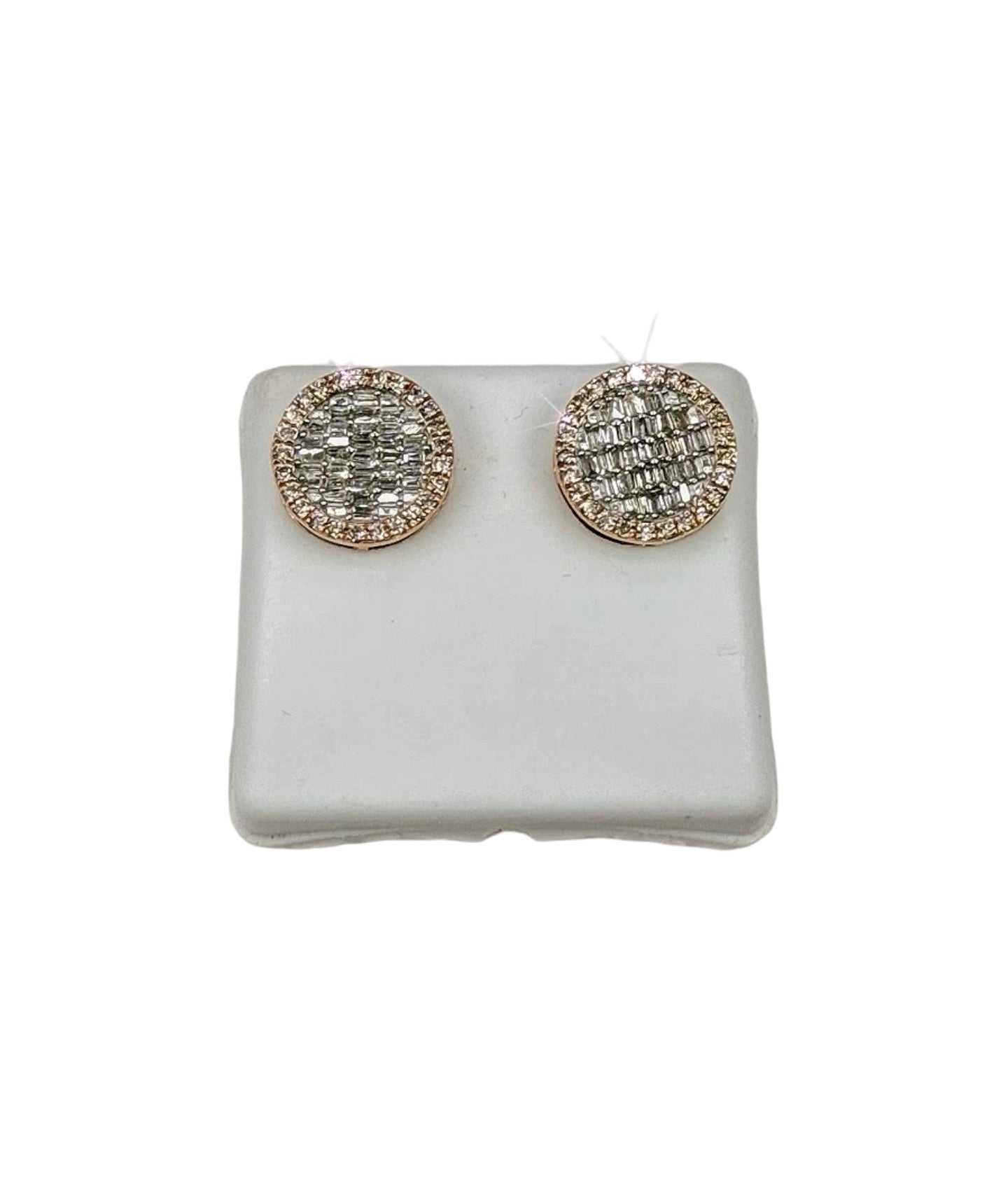 Round Baguette Diamond Earrings