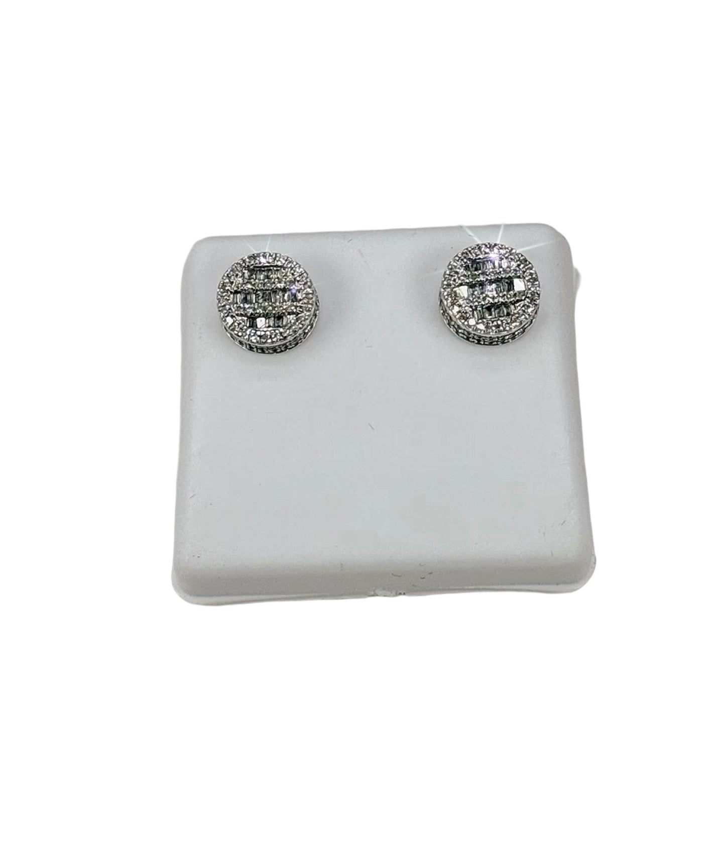 Round Baguette Diamond Earrings