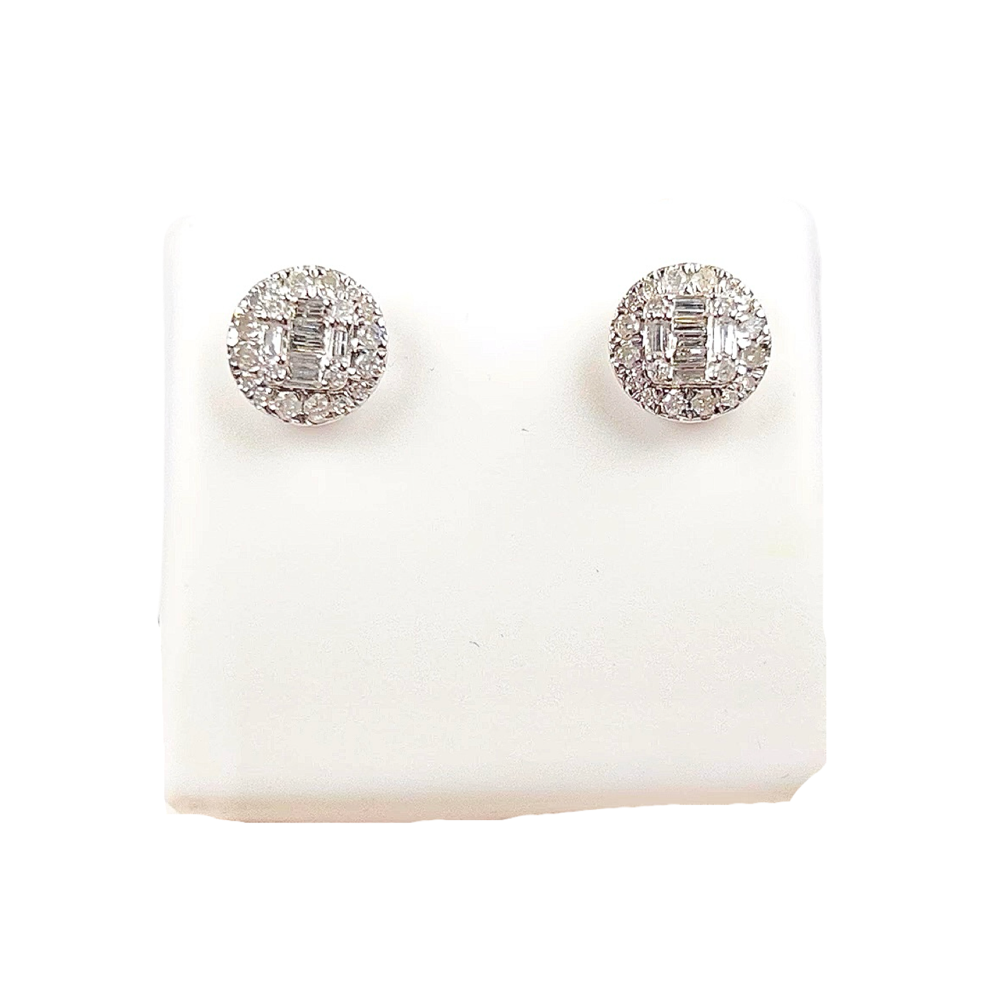 Round Diamond Baguette Earrings