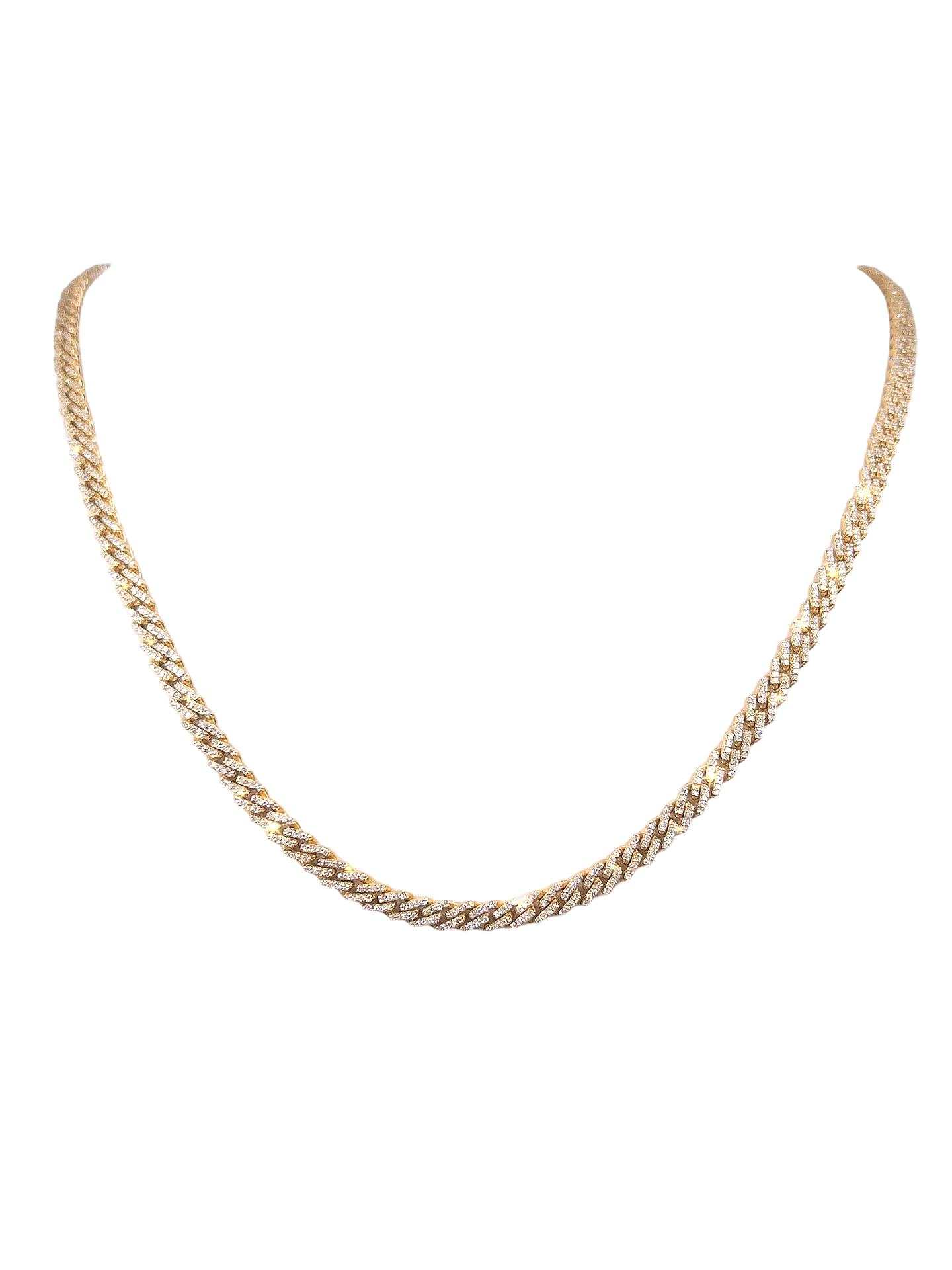 Yellow Gold Diamond Cuban Chain (8MM)