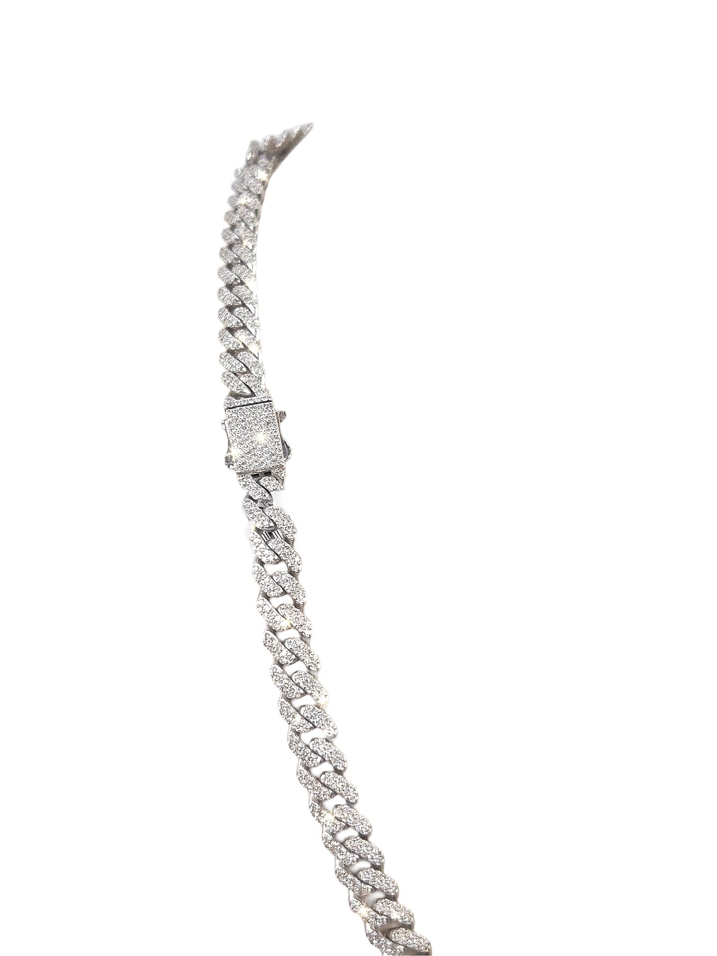White Gold Diamond Cuban Chain (8MM)
