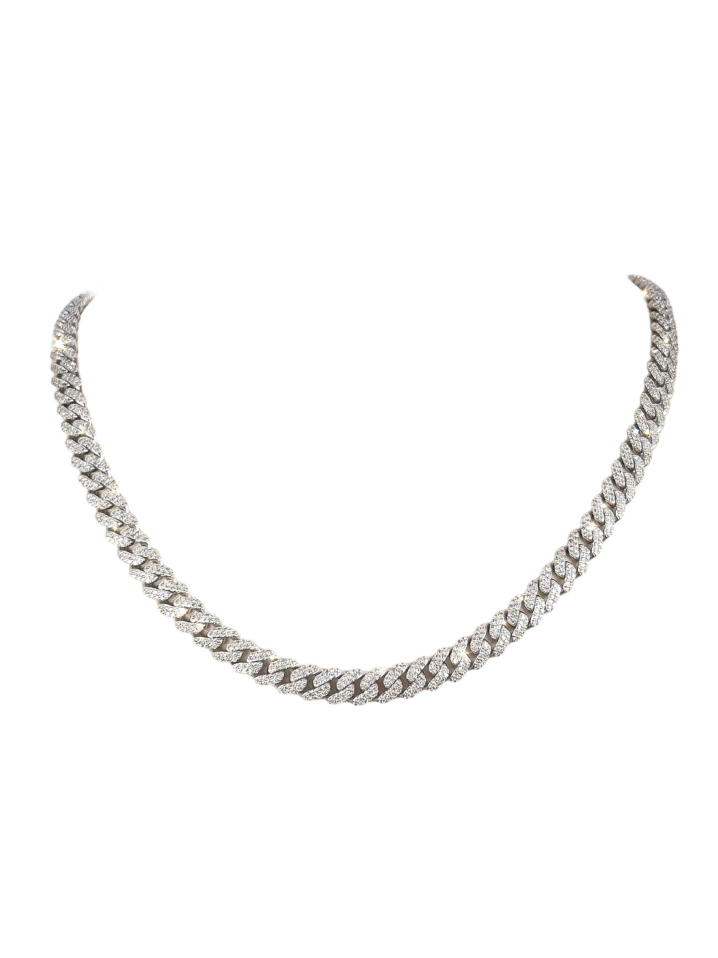 White Gold Diamond Cuban Chain (8MM)