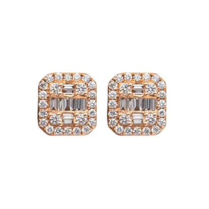 Baguette and Round Diamond Earrings