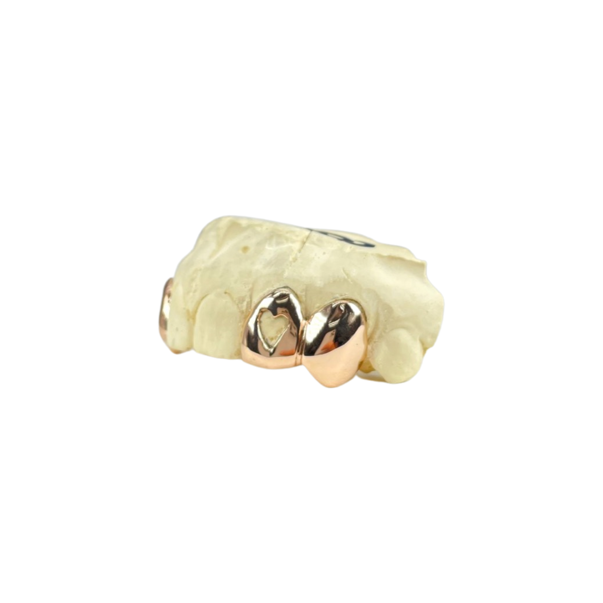 Custom Heart Fangs Cut Out Gold Grillz (4 piece total)