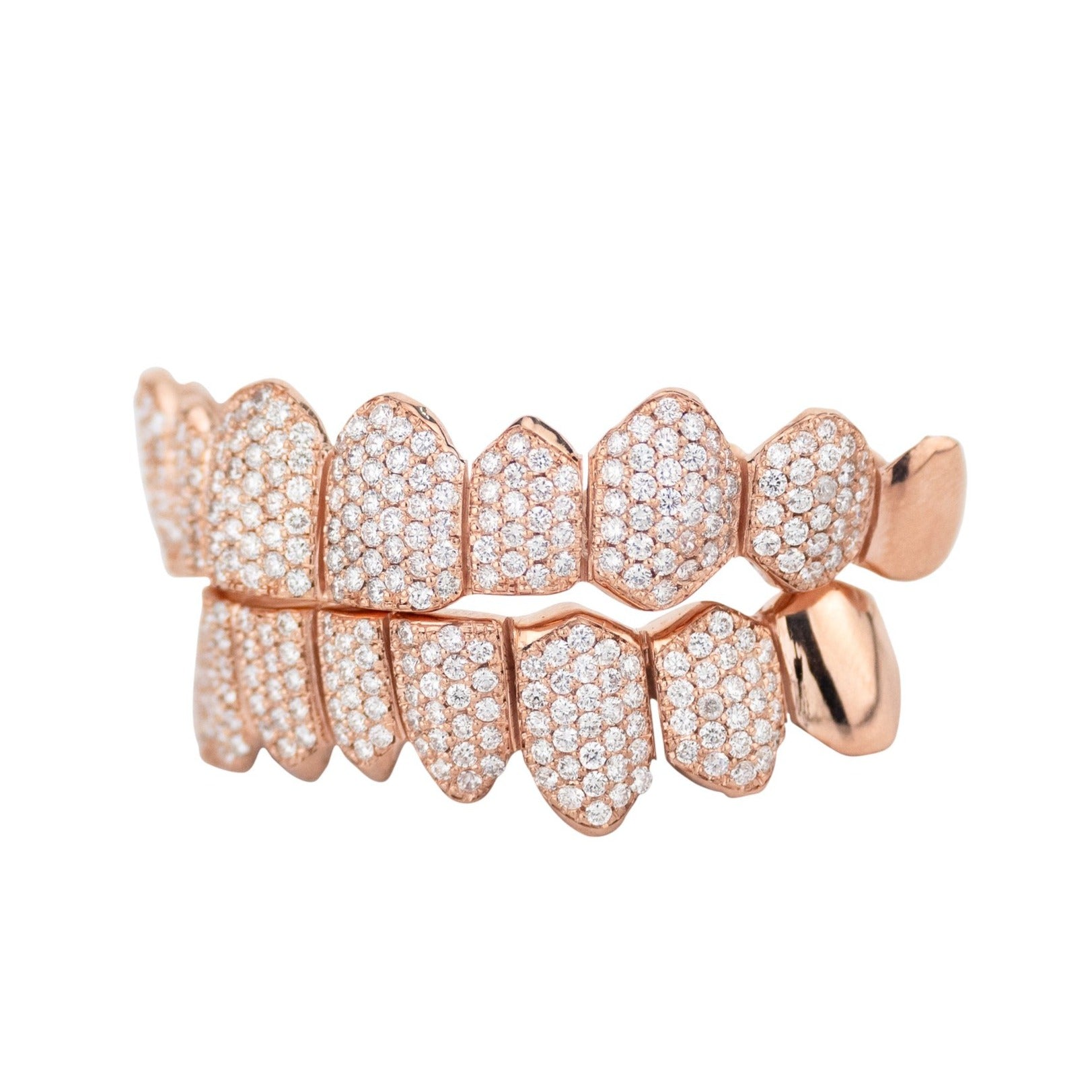 Custom VS1 Clarity Hand Set All Natural Diamond Grillz (Zigzag/Honeycomb setting)