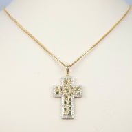 Nugget Cross Charm with Diamonds
