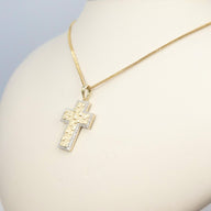 Nugget Cross Charm with Diamonds
