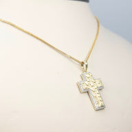 Nugget Cross Charm with Diamonds