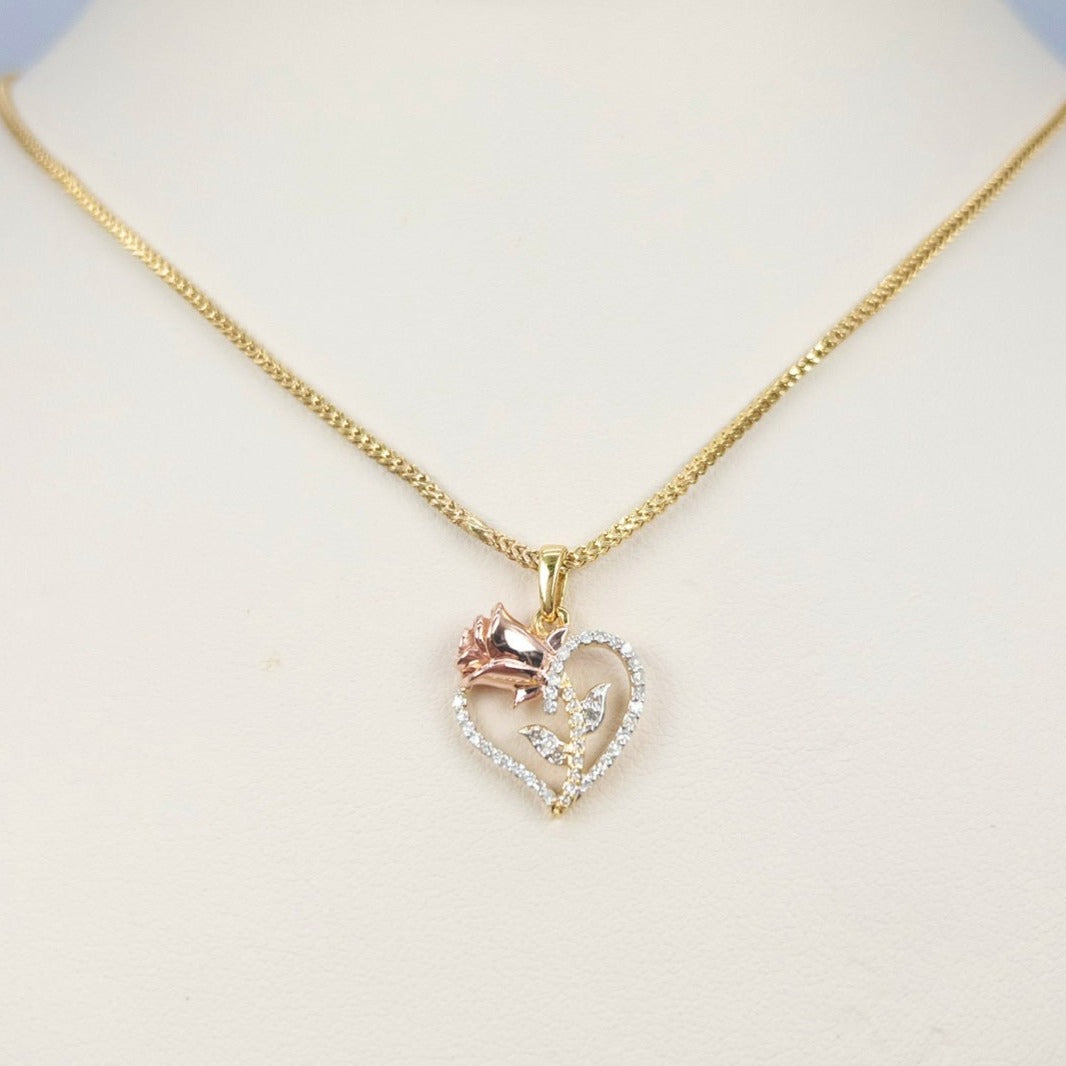 Rose Heart Diamond Charm