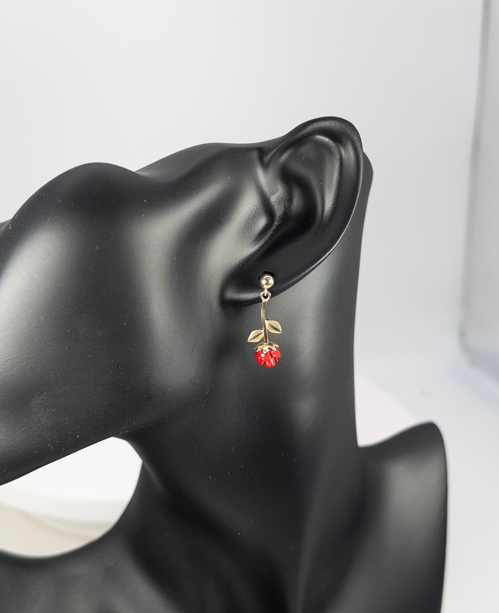 Red Rose Drop Earrings