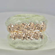 Custom Diamond Dust Diamond Cuts Gold Grillz