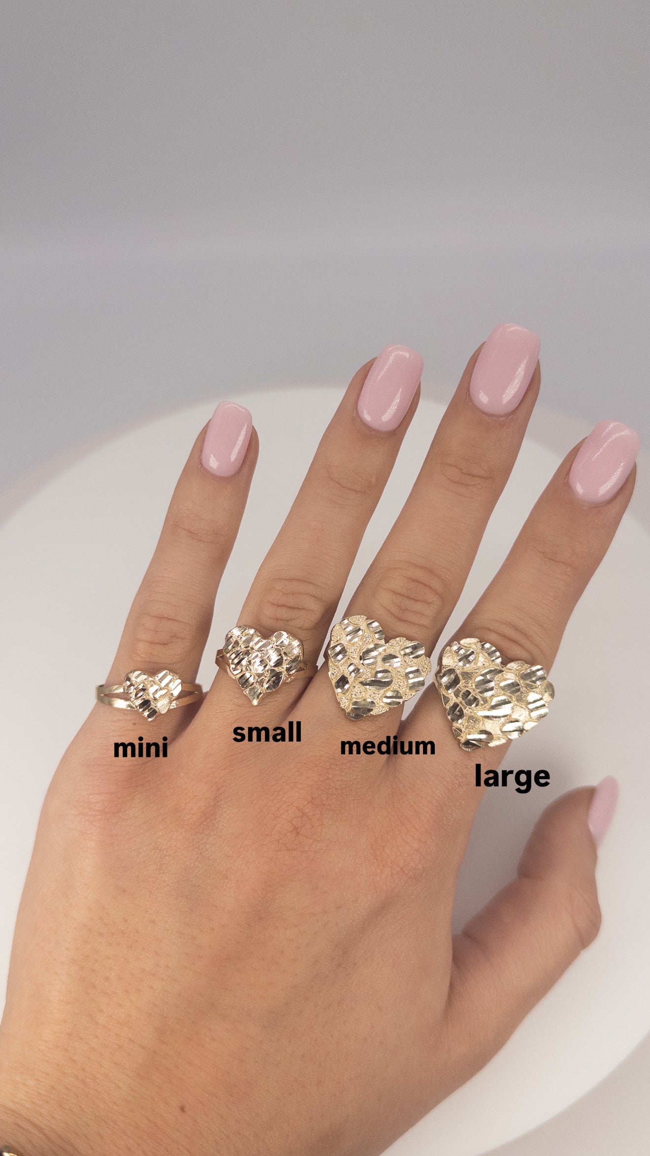 10KT Gold Heart Nugget Ring: Mini