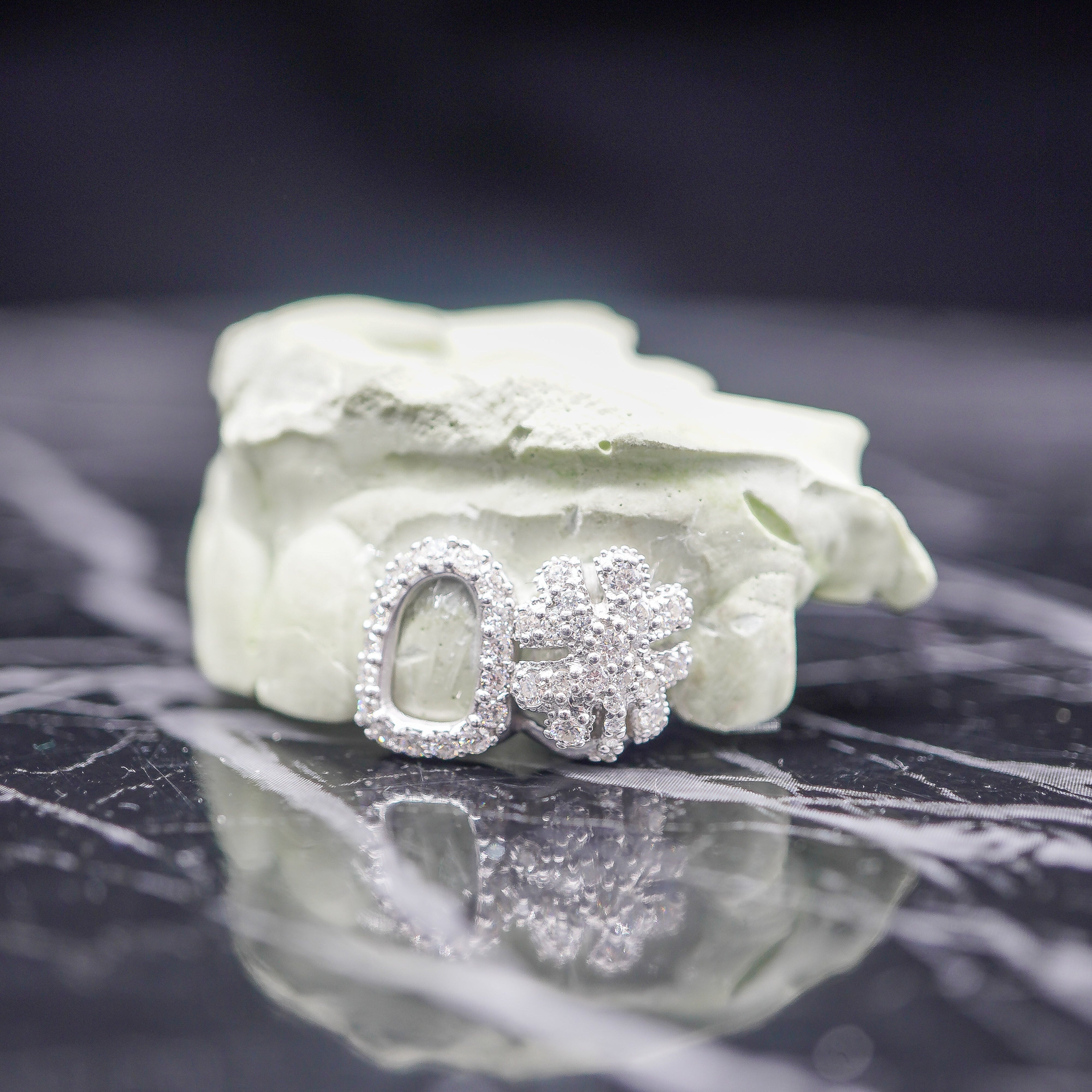 Custom Open Face with Clover Diamond Grillz
