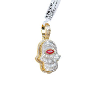 Diamond Hamsa with Ruby Eye Pendant