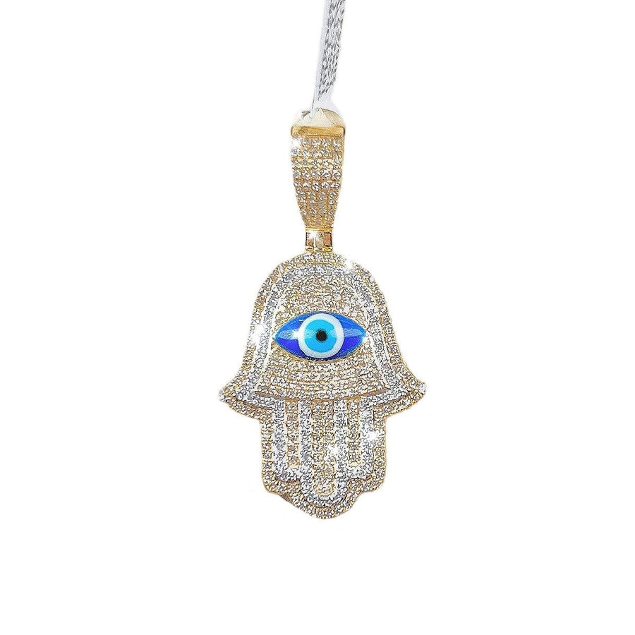 Evil Eye Diamond Hamsa Pendant