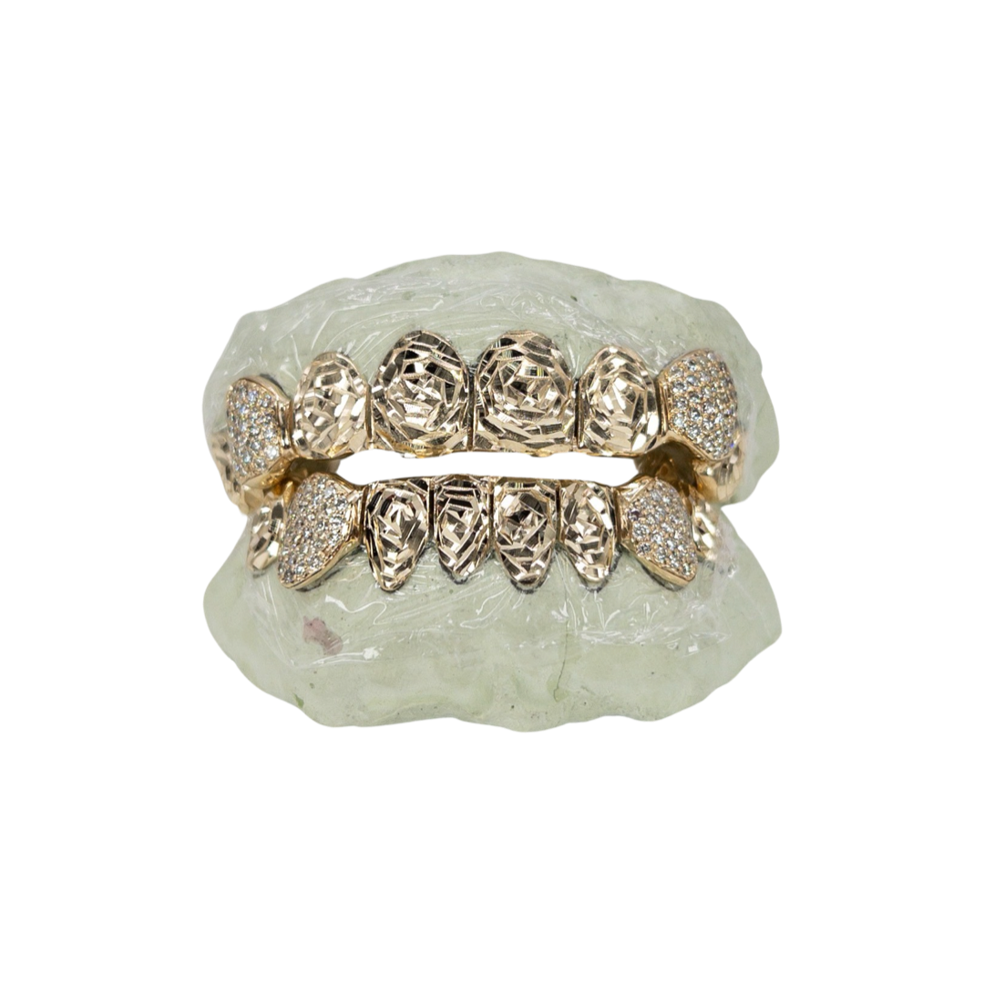 Custom 8 on 8 with Diamond Fangs Grillz with Rose Cuts · Cali Jewelers