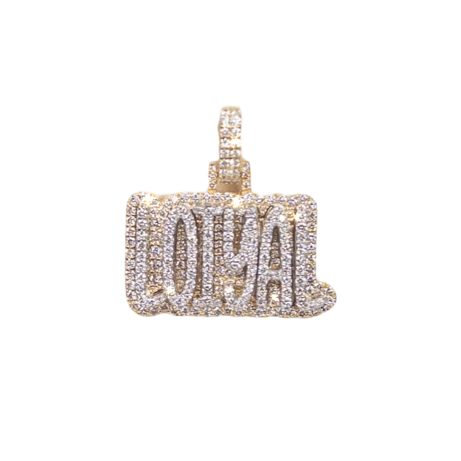 Custom Double Layered Name Pendant with Natural Diamonds