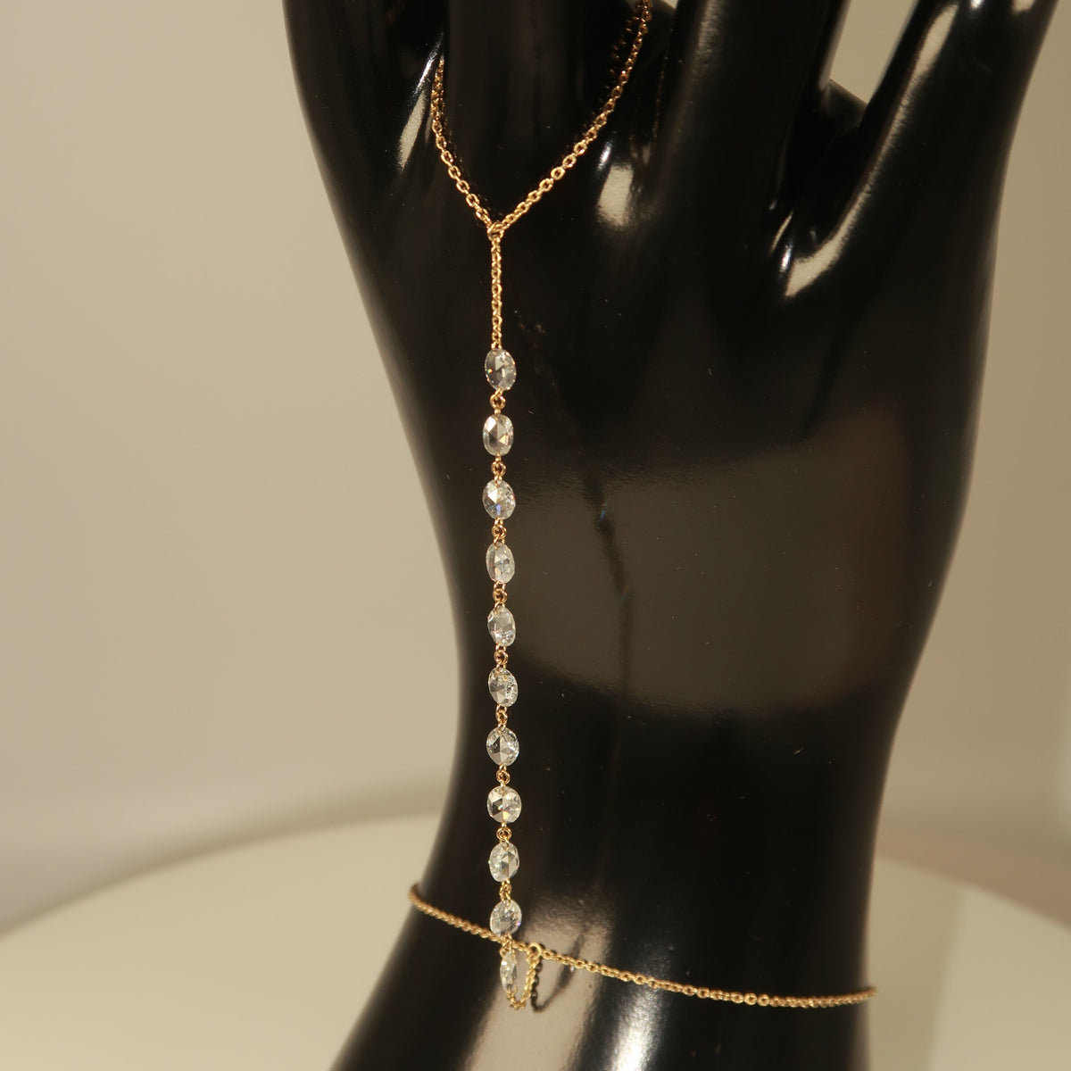Single Cut Natural Diamond Hand Chain (Adjustable size)