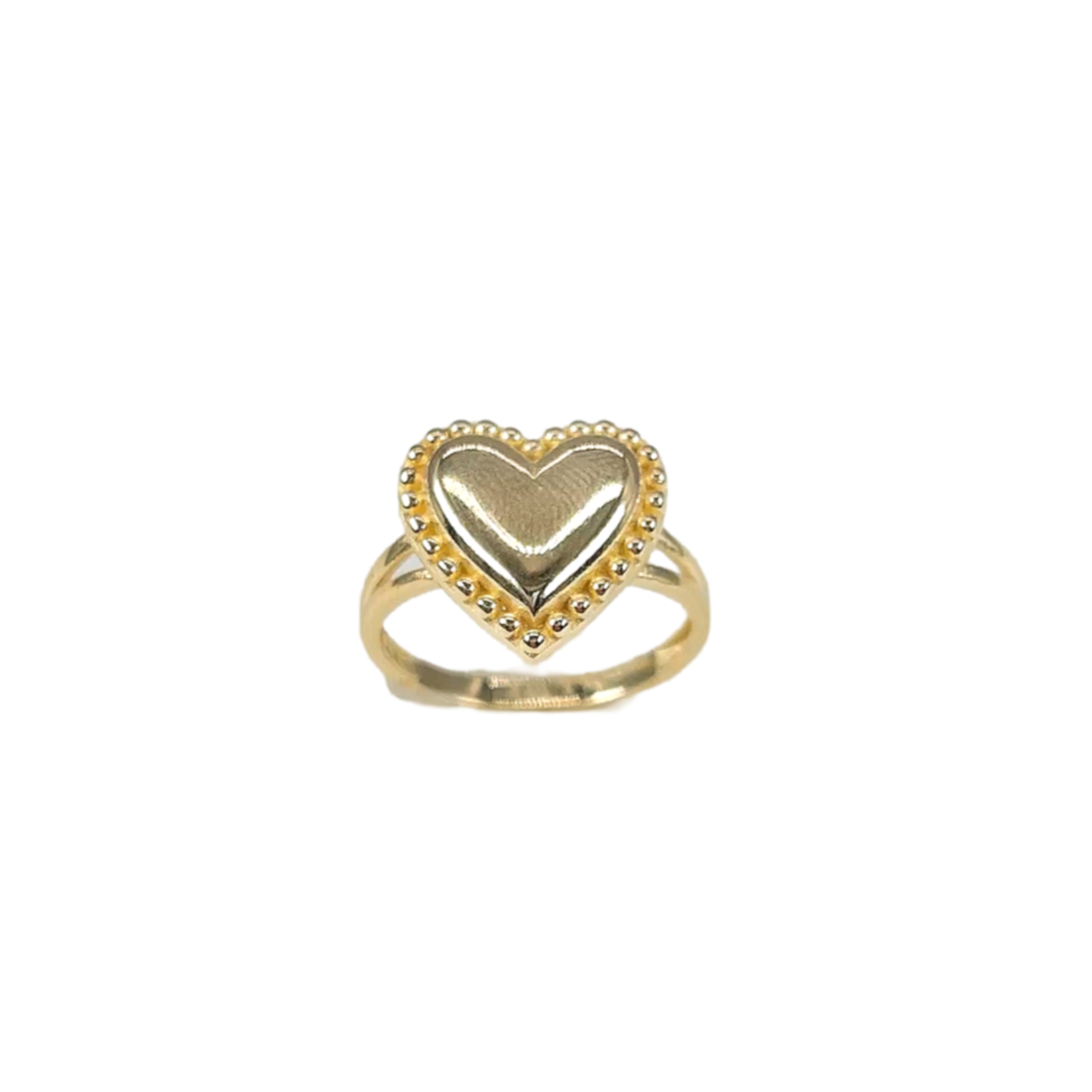 10KT Gold Beaded Heart Ring (small)