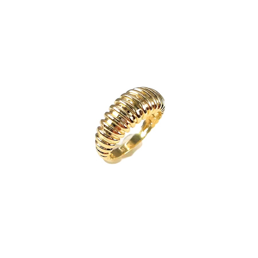 10KT Gold Ribbed Ring