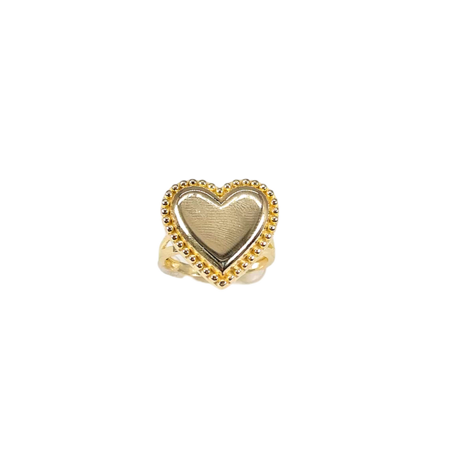 10KT Gold Beaded Heart Ring (large)