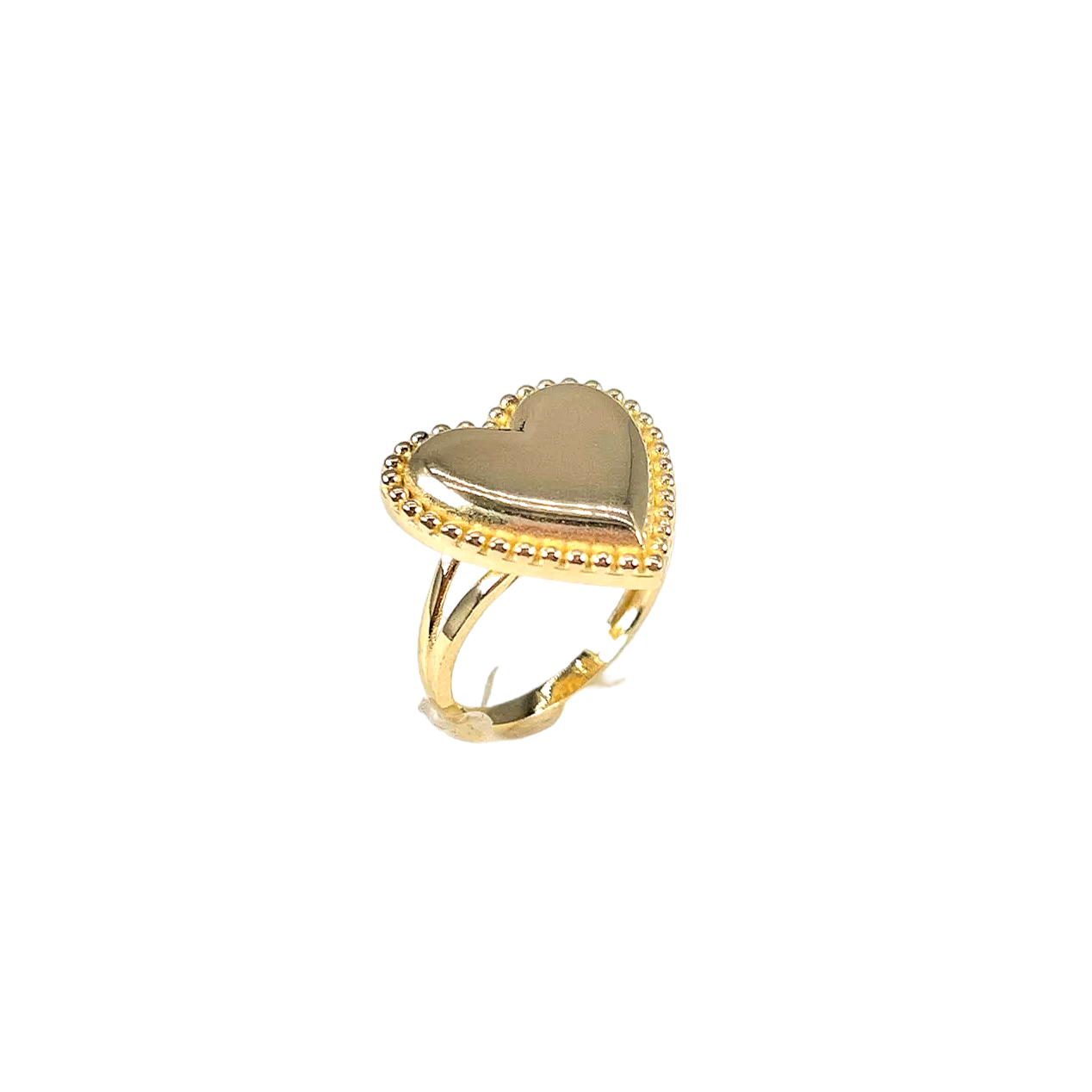 10KT Gold Beaded Heart Ring (large)