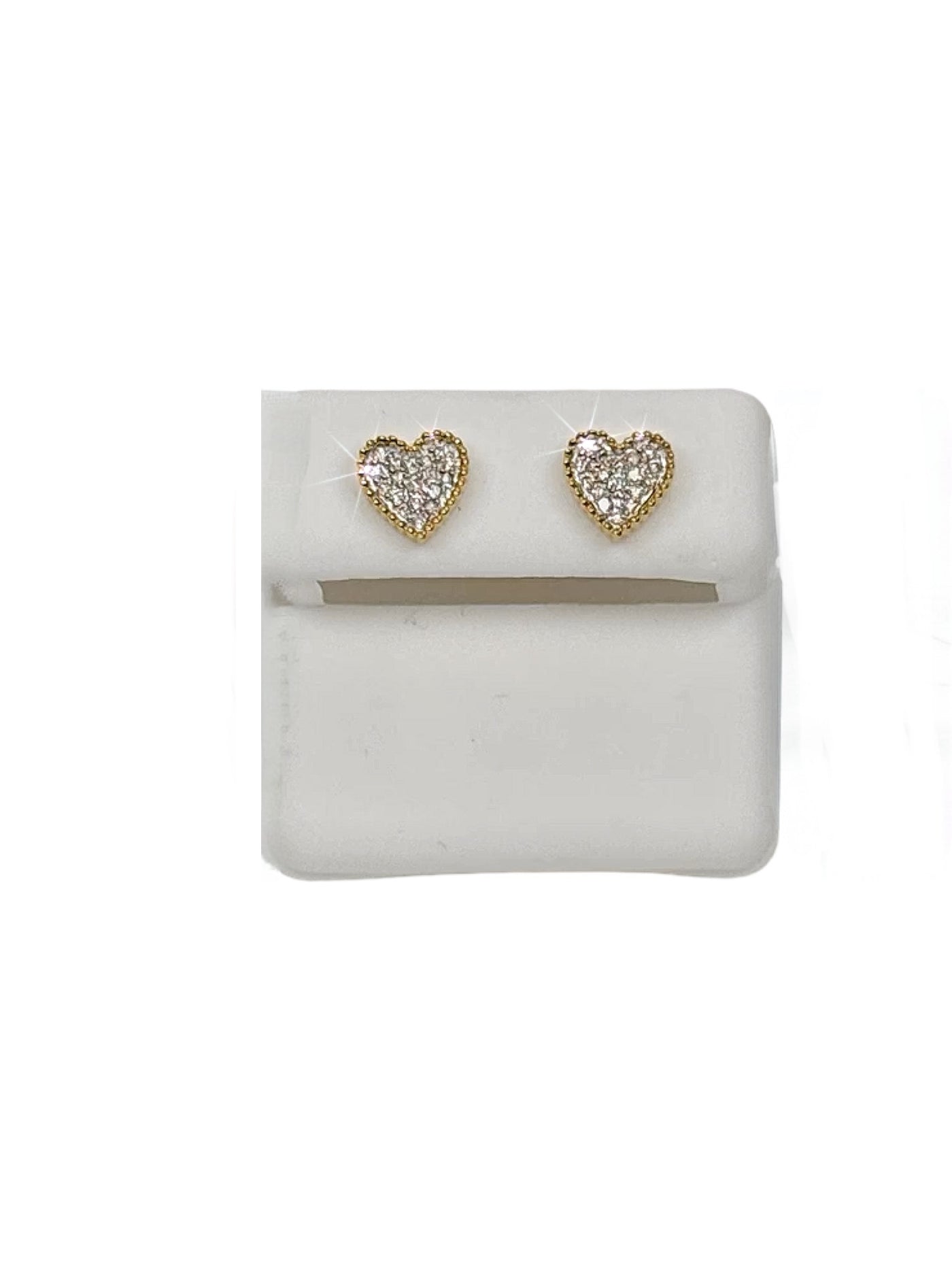 Gold Heart Shape Diamond Earrings