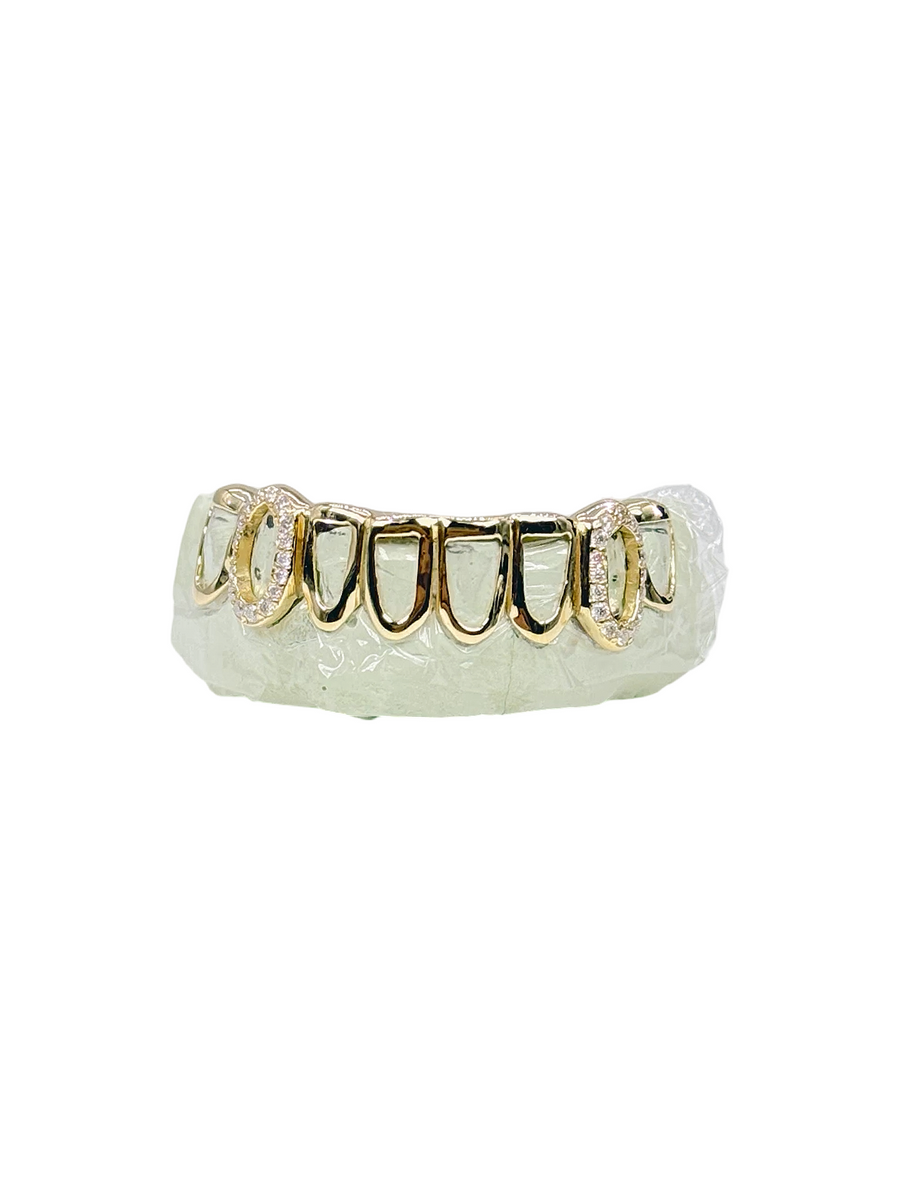 Custom 8 Piece Open Face Grillz with open face Diamond Fangs