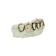 Custom 8 Piece Open Face Grillz with open face Diamond Fangs