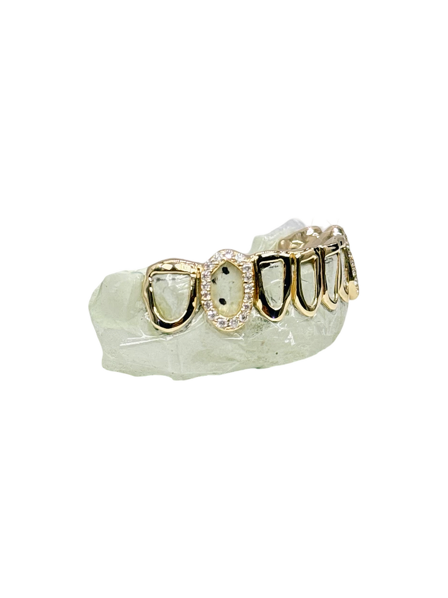 Custom 8 Piece Open Face Grillz with open face Diamond Fangs