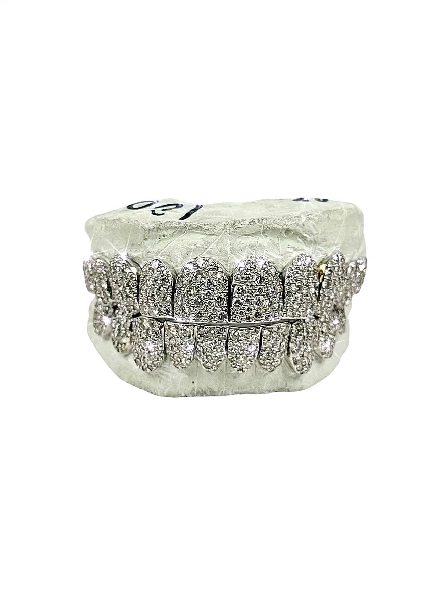 Custom VVS1 Clarity Hand Set All Natural Diamond Grillz Mosaic Setting