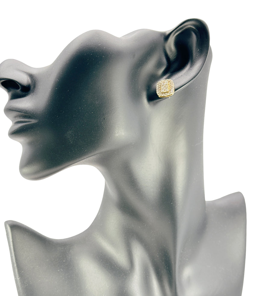 Square Cluster Diamond Earrings