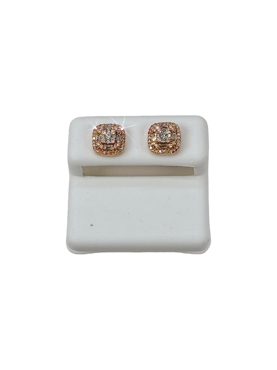 Rose Gold Baguette Earrings