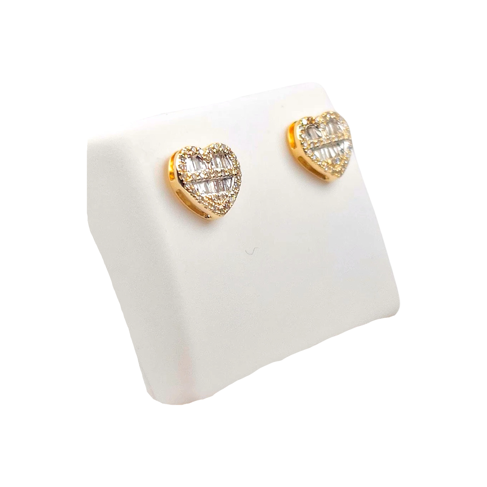 Baguette Diamond Heart Earrings