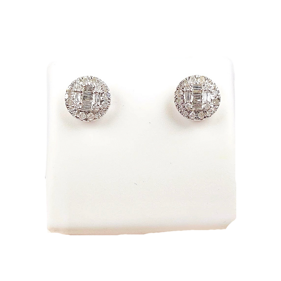 Round Diamond Baguette Earrings