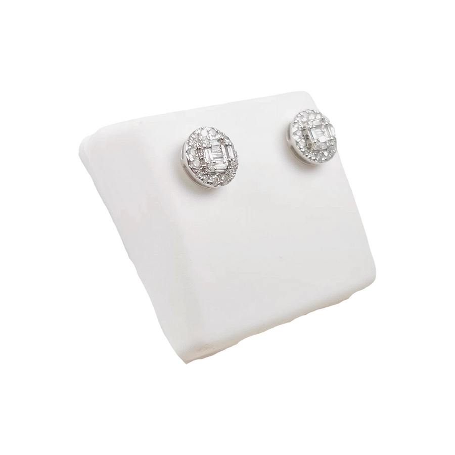 Round Diamond Baguette Earrings