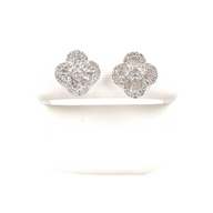 Clover Baguette and Round Diamond Earrings