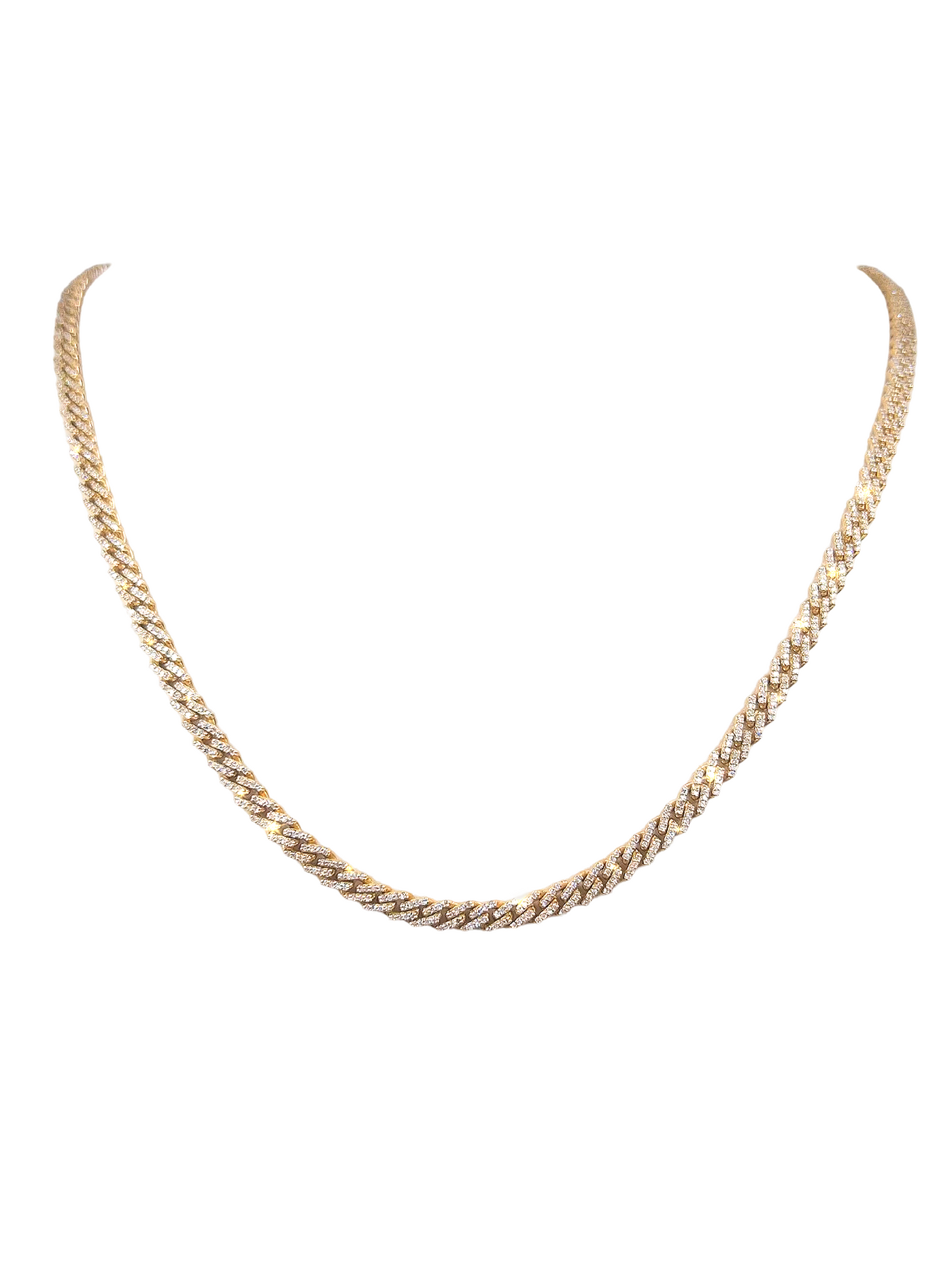 8MM Yellow Gold Diamond Cuban Chain