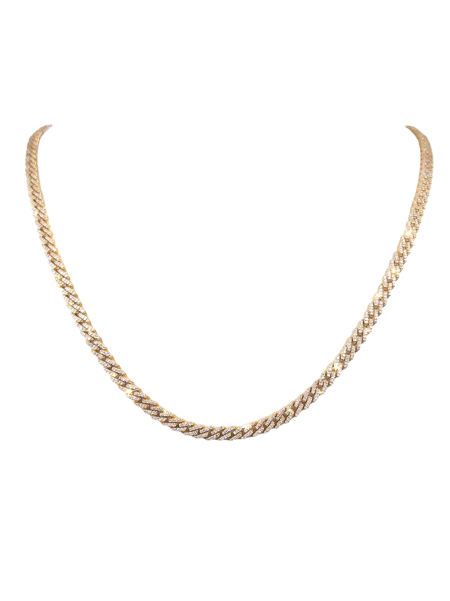 8MM Yellow Gold Diamond Cuban Chain