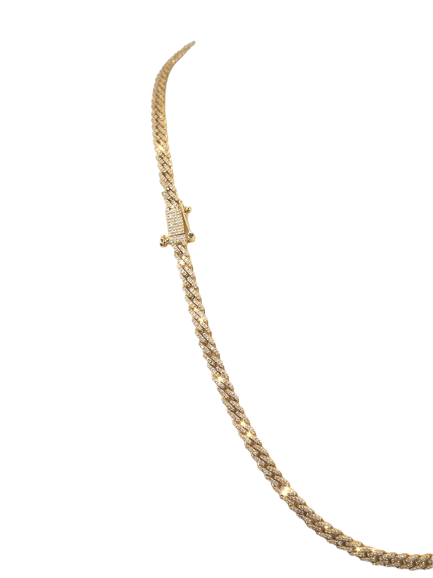 8MM Yellow Gold Diamond Cuban Chain