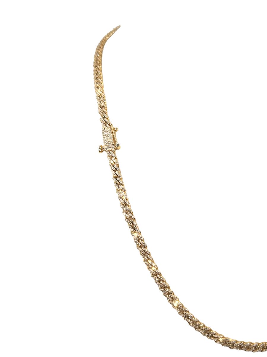 5MM Yellow Gold Diamond Cuban Chain